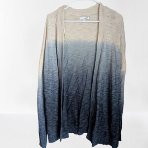 NWOT Sonoma Gradient Garment Dipped Blue/ Cream Open-Front Cardigan- XL